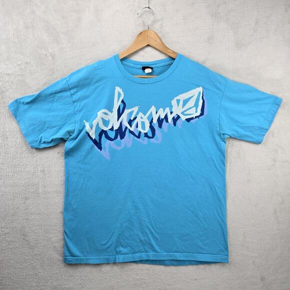 Vintage Volcom Shirt Mens XL Blue Script Logo Graphic Tee Y2K Skater Surf - Picture 1 of 9
